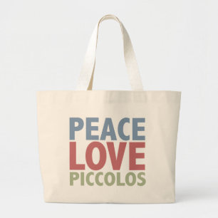 Peace Love Piccolos Grote Tote Bag