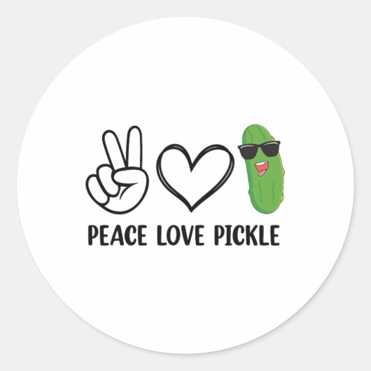 Peace Love Pickle Dancing Cucumber Pickle Food Squ Ronde Sticker (Voorkant)