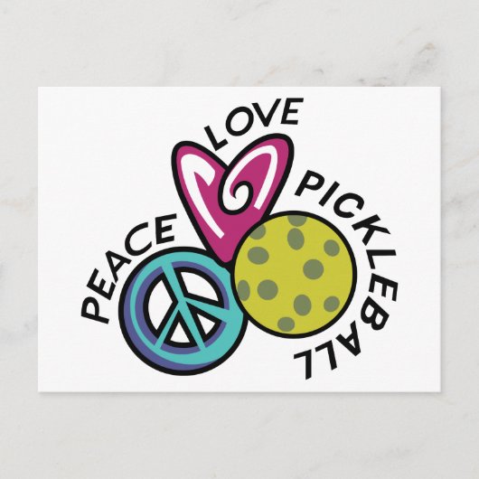 Peace Love Pickleball Briefkaart (Voorkant)