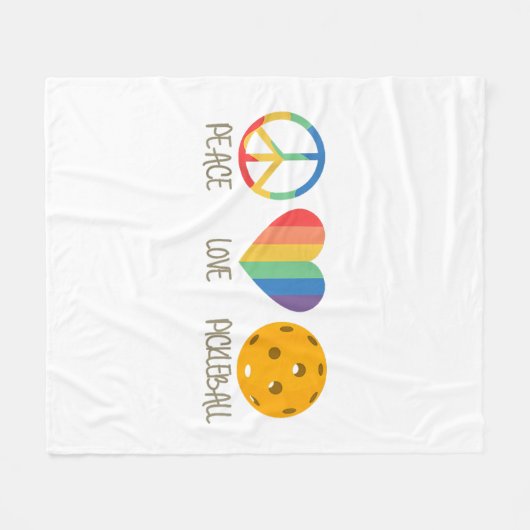 Peace Love Pickleball Fleece Deken (Voorkant (Horizontaal))