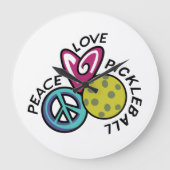 Peace Love Pickleball Grote Klok (Voorkant)