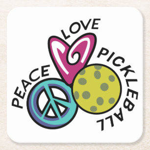 Peace Love Pickleball Kartonnen Onderzetters