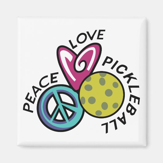 Peace Love Pickleball Magneet (Voorkant)