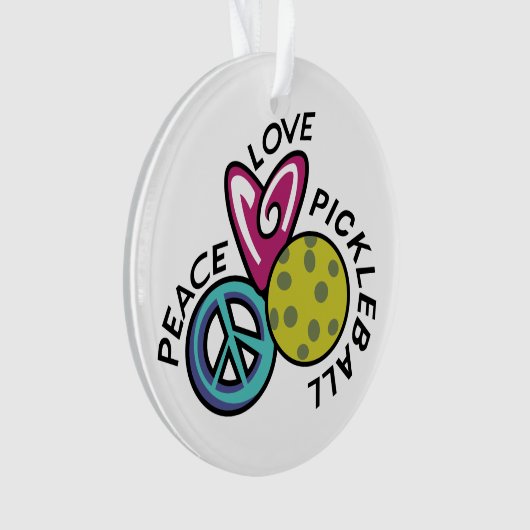 Peace Love Pickleball Ornament (voorkant)