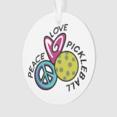 Peace Love Pickleball Ornament (voorkant)