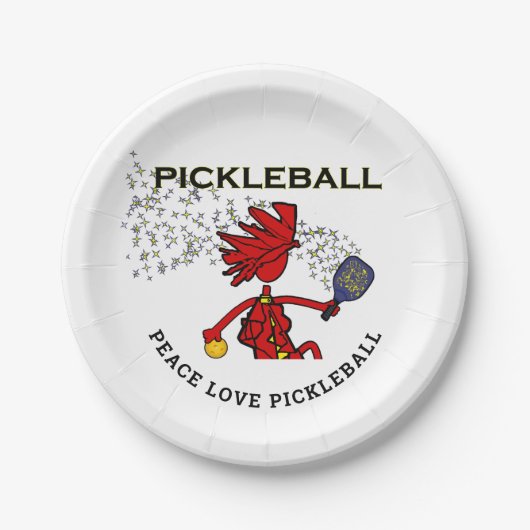 PEACE LOVE PICKLEBALL Paper-Borden Papieren Bordje (Voorkant)