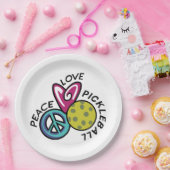 Peace Love Pickleball Papieren Bordje (Feest)