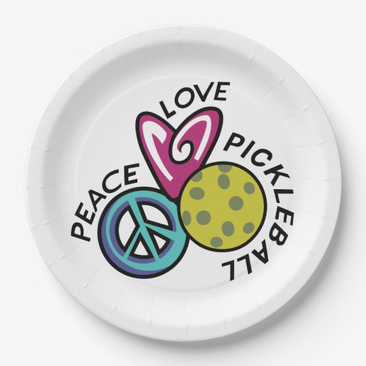Peace Love Pickleball Papieren Bordje (Voorkant)
