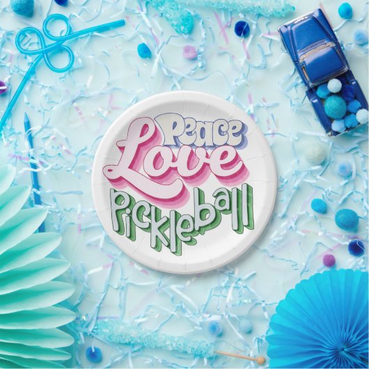 Peace Love Pickleball Papieren Bordje (Feest)