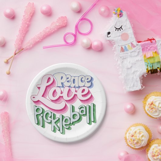 Peace Love Pickleball Papieren Bordje (Feest)