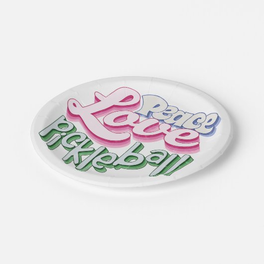 Peace Love Pickleball Papieren Bordje (Gekanteld)