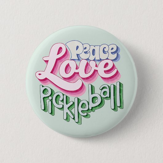 Peace Love Pickleball Ronde Button 5,7 Cm (Voorkant)