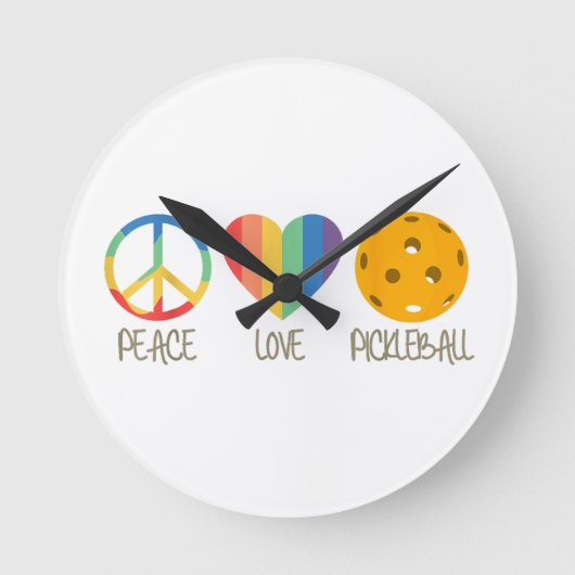 Peace Love Pickleball Ronde Klok (Voorkant)