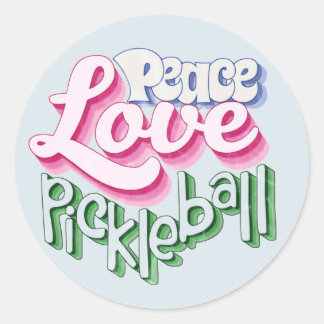 Peace Love Pickleball Ronde Sticker