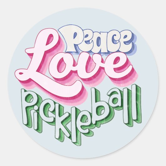 Peace Love Pickleball Ronde Sticker (Voorkant)