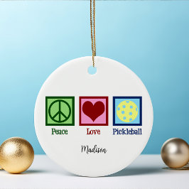 Peace Love Pickleball Schattige gepersonaliseerd Keramisch Ornament