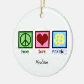 Peace Love Pickleball Schattige gepersonaliseerd Keramisch Ornament (Links)