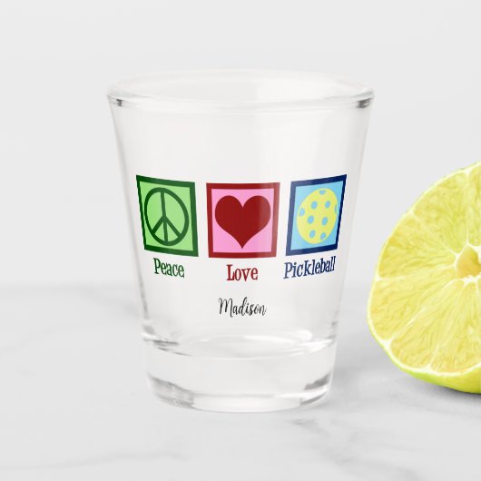 Peace Love Pickleball Schattige gepersonaliseerd Shot Glas (Voorkant)