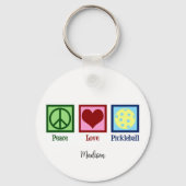 Peace Love Pickleball Schattige gepersonaliseerd Sleutelhanger (Achterkant)