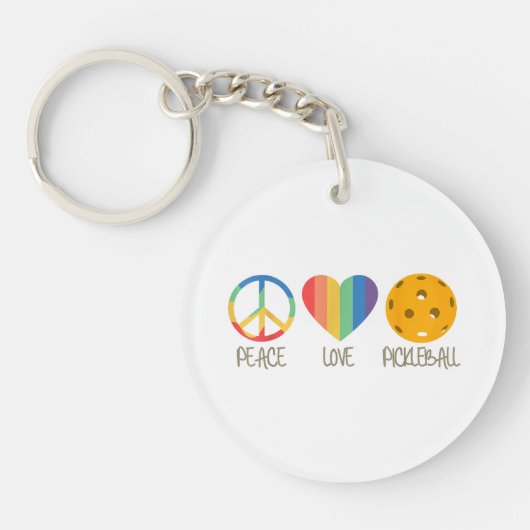 Peace Love Pickleball Sleutelhanger (Voorkant)