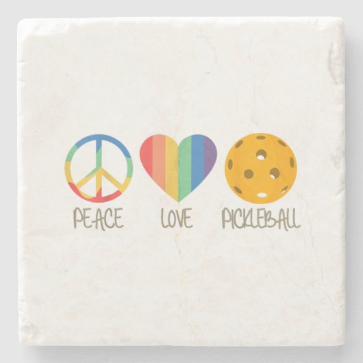 Peace Love Pickleball Stenen Onderzetter (Voorkant)