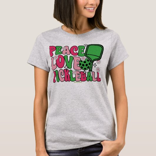Peace Love Pickleball T-Shirts voor Dames Spelers (Voorkant)