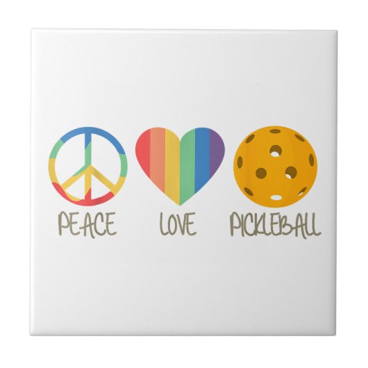 Peace Love Pickleball Tegeltje (Voorkant)