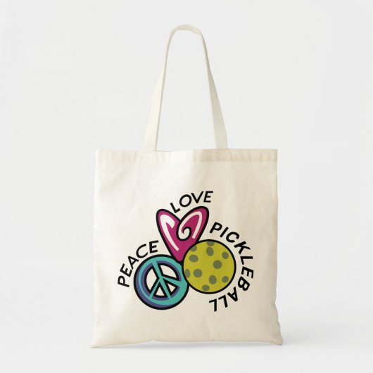Peace Love Pickleball Tote Bag (Voorkant)