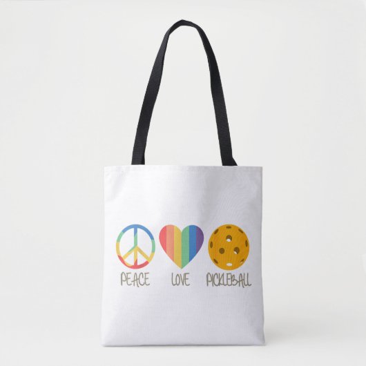 Peace Love Pickleball Tote Bag (Voorkant)