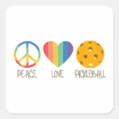 Peace Love Pickleball Vierkante Sticker (Voorkant)