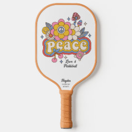 Peace Love & Pickleball Word Art Custom Text Name Paddle