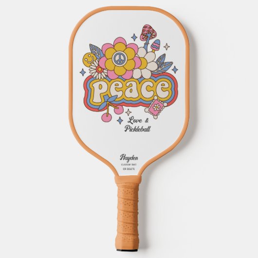 Peace Love & Pickleball Word Art Custom Text Name Paddle (Achterkant)