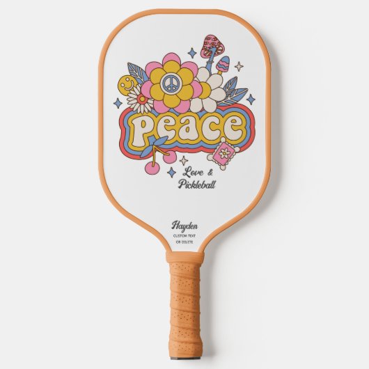 Peace Love & Pickleball Word Art Custom Text Name Pickleball Paddle (Voorkant)