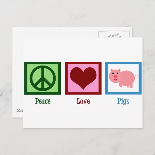 Peace Love Pigs Briefkaart (Voorkant / Achterkant)