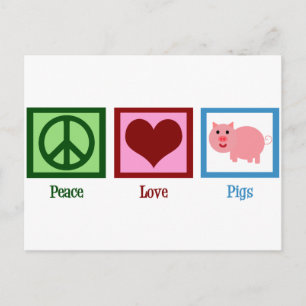 Peace Love Pigs Briefkaart