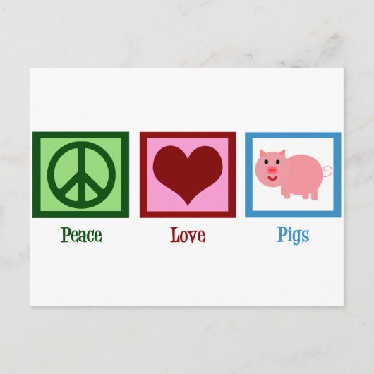 Peace Love Pigs Briefkaart (Voorkant)