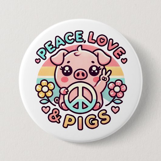 Peace Love & Pigs Button (Voorkant)