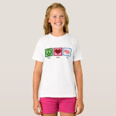 Peace Love Pigs Cute Boerderij Girl T-shirt (Voorkant volledig)