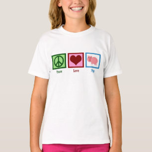 Peace Love Pigs Cute Boerderij Girl T-shirt