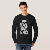 Peace Love & Pigs Funny Bacon Pig T-shirt (Voorkant volledig)