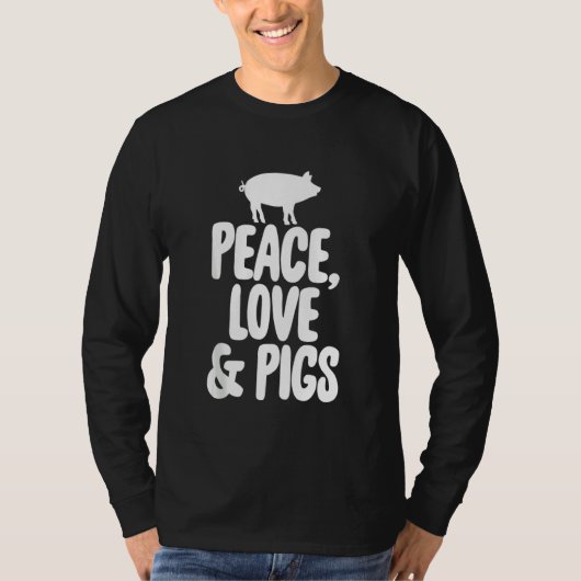 Peace Love & Pigs Funny Bacon Pig T-shirt (Voorkant)