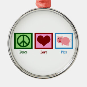 Peace Love Pigs Metalen Ornament
