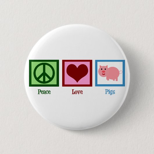 Peace Love Pigs Ronde Button 5,7 Cm (Voorkant)