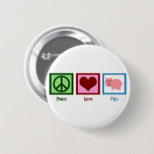 Peace Love Pigs Ronde Button 5,7 Cm (Voorkant /achterkant)