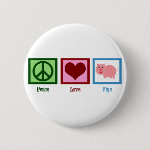 Peace Love Pigs Ronde Button 5,7 Cm