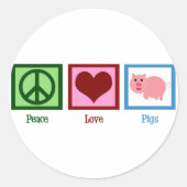 Peace Love Pigs Ronde Sticker (Voorkant)