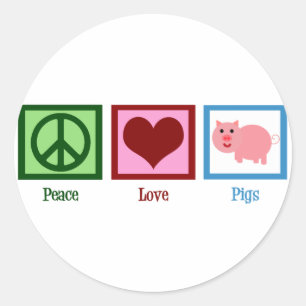 Peace Love Pigs Ronde Sticker