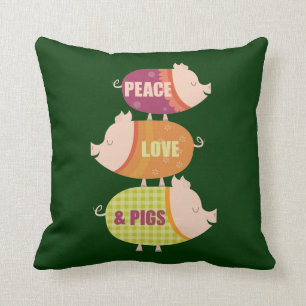 Peace, Love & Pigs (stack) Kussen