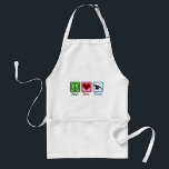 Peace Love Pilates Standaard Schort<br><div class="desc">Peace Love Pilates. Een schattig cadeau voor pilotendocenten met een vredesbord,  hart en vrouw die over een trainingsbal reiken.</div>