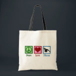 Peace Love Pilates Tote Bag<br><div class="desc">Peace Love Pilates. Een schattig cadeau voor pilotendocenten met een vredesbord,  hart en vrouw die over een trainingsbal reiken.</div>